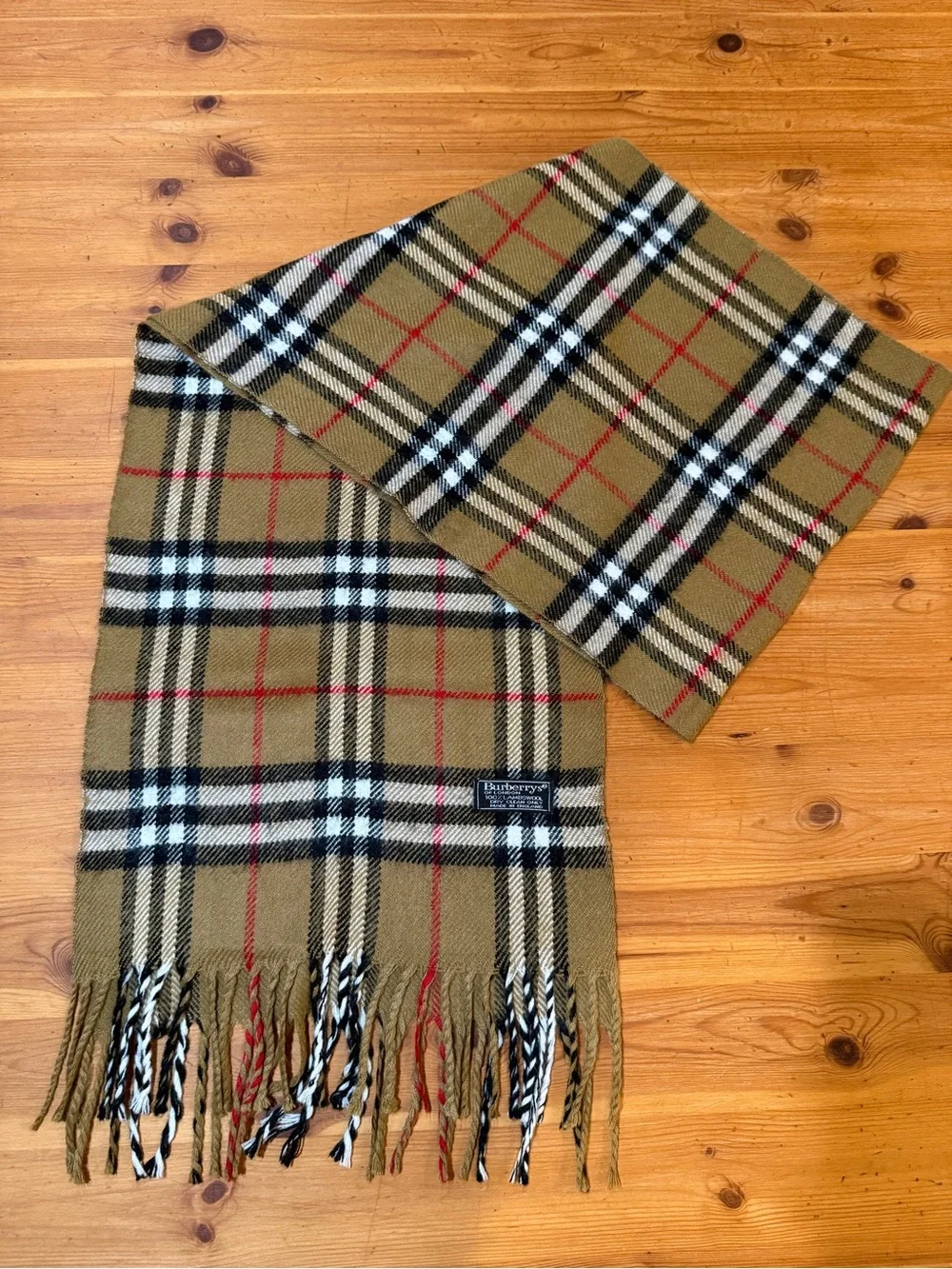 Vntge Burberrys Of London Nova Check 100% Lambswool Scarf Made In England 69x12”